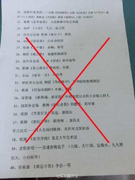 2016春晚节目单