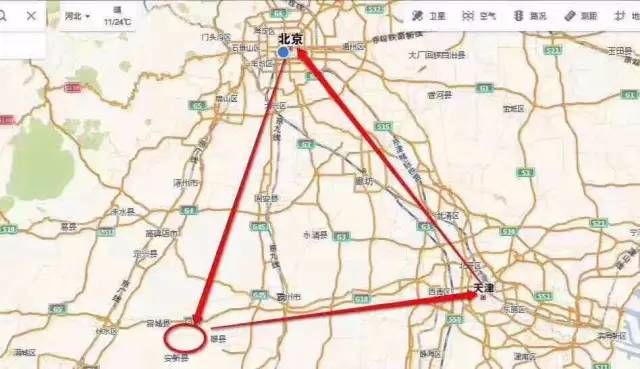 (图1:被查封的当地一手房售楼中心) 雄安特区位置